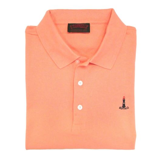 O'Connell's Cotton Pique Polo Shirt - Buffalo Lighthouse - Melon