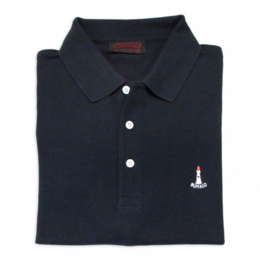 O'Connell's Cotton Pique Polo Shirt - Buffalo Lighthouse - Navy