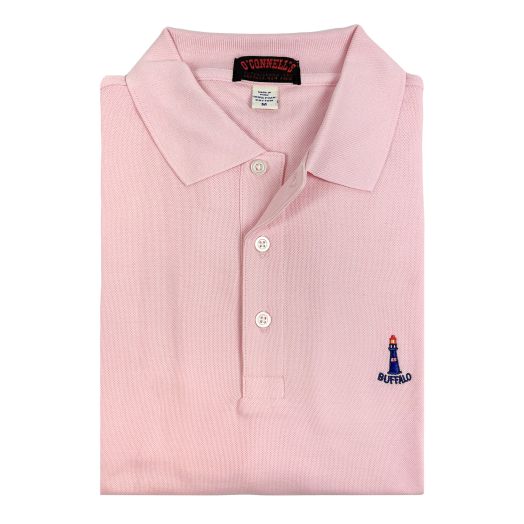 O'Connell's Cotton Pique Polo Shirt - Buffalo Lighthouse - Pink