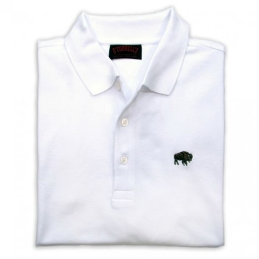 O'Connell's Cotton Pique Polo Shirt - Buffalo - White