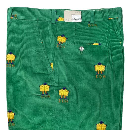 O'Connell's Vintage Embroidered Corduroy Trousers - Dirty Old Man on Kelly