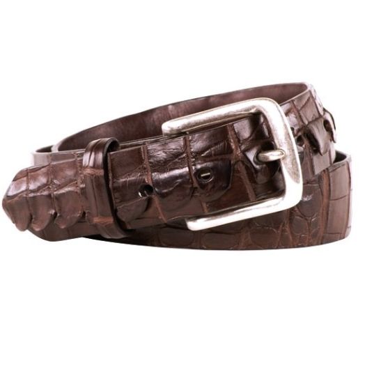 O'Connell's Genuine Hornback American Alligator Belt - The Tail - Chocolate