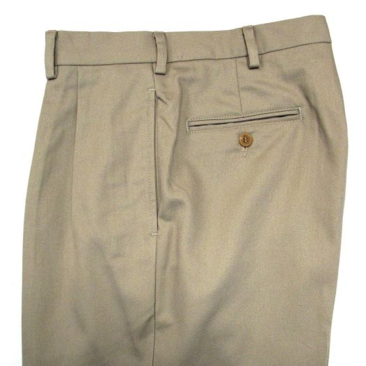 O'Connell's Khakis - Pleated Cotton Twill Trousers - Khaki
