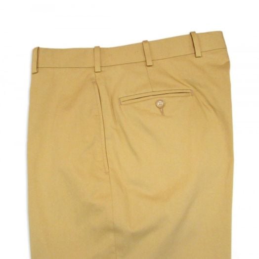 O'Connell's Loro Piana Cotton Trousers - Plain Front - Old Gold