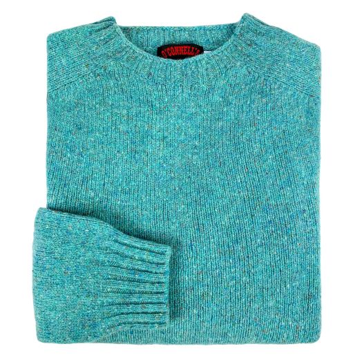 O'Connell's Mediumweight Merino Wool Donegal Crewneck Sweater - Bermuda Blue