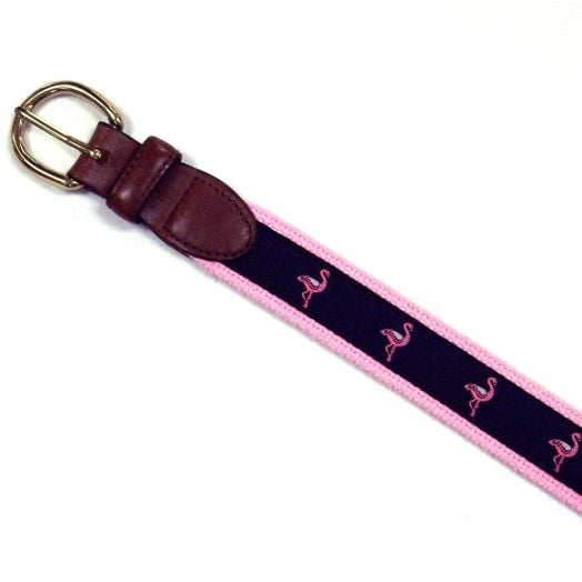 O'Connell's Motif Belt - Flamingos - navy on pink