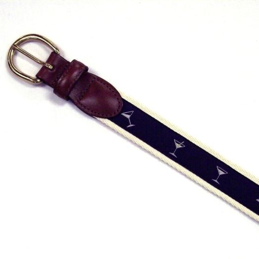 O'Connell's Motif Belt - Martinis - navy on white