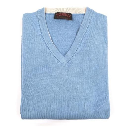 O'Connell's Pima Cotton V-Neck Sweater - Sky Blue (3551)