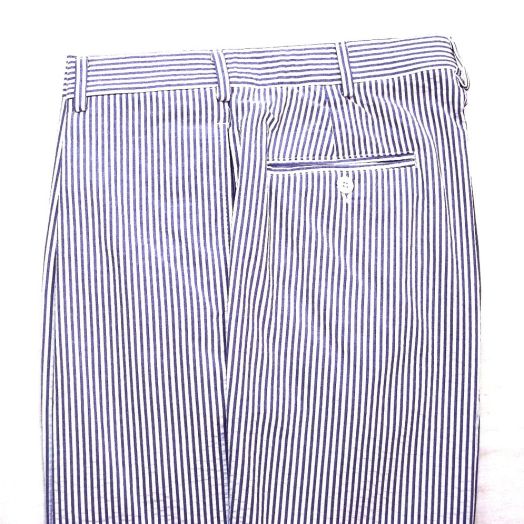 O'Connell's plain front Cotton Seersucker Trouser - Blue