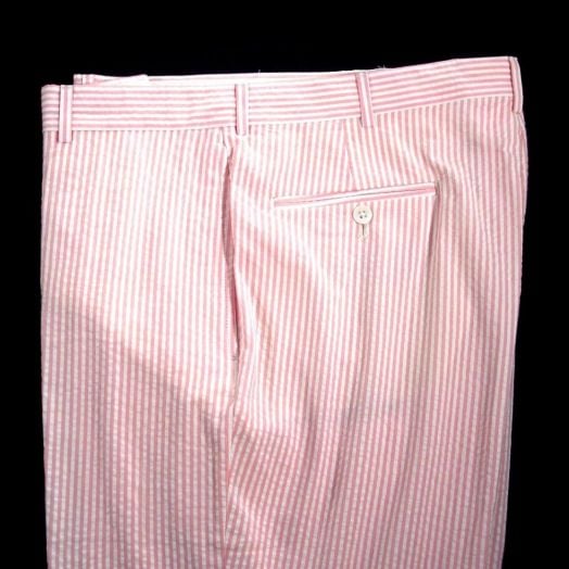 O'Connell's plain front Cotton Seersucker Trouser - Pink