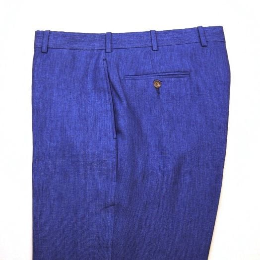 O'Connell's plain front Linen Trousers - Royal Blue