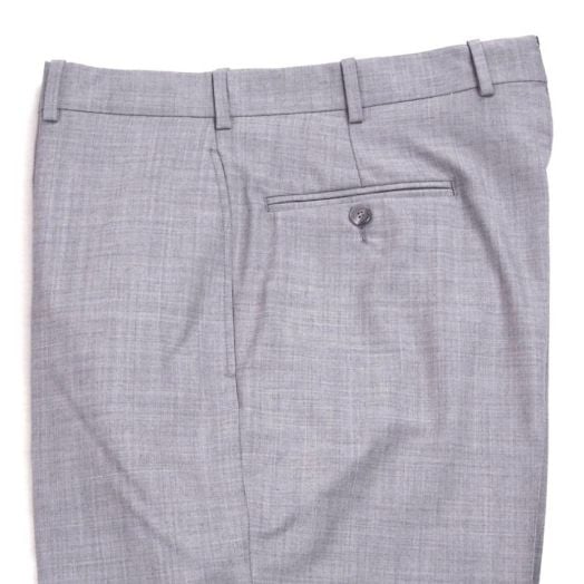 O'Connell's plain front Super 120s Tropical Worsted Wool Trouser - Pearl Grey