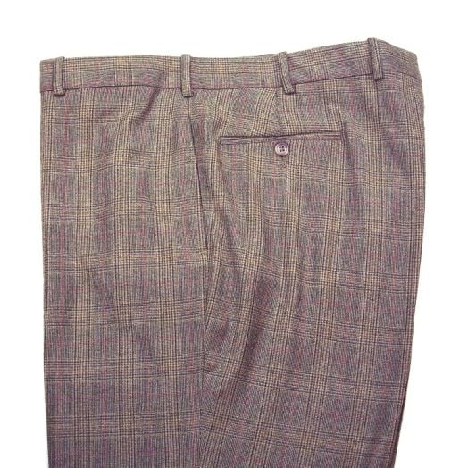 O'Connell's plain front Wool Flannel Trouser - Glen Plaid Olive