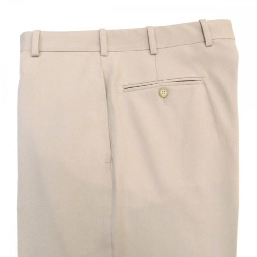 O'Connell's plain front Wool Gabardine Trousers - Almond