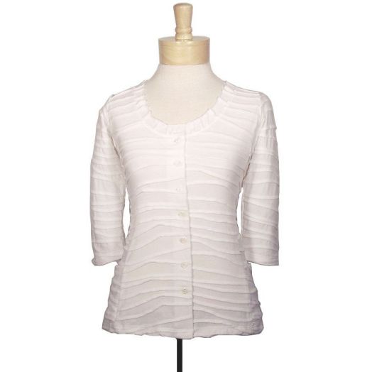 O'Connell's Women's Pleated Cotton Shirt - Betsy - White