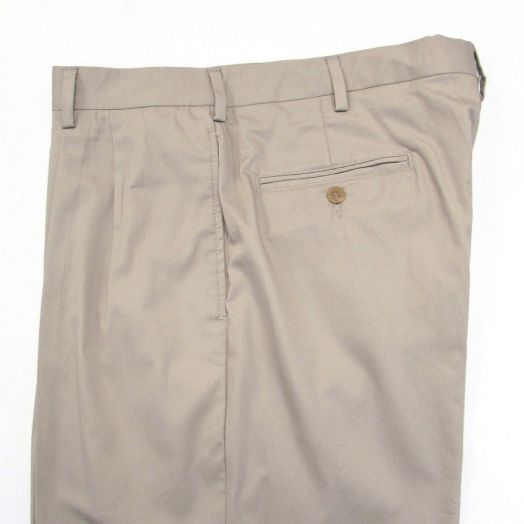 O'Connell's Pleated Cotton Dress Gabardine Trousers - Khaki