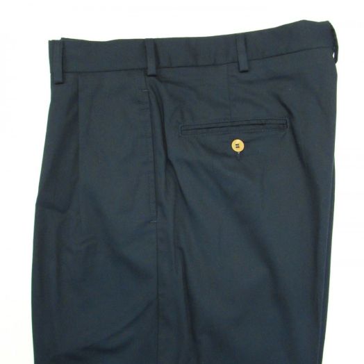O'Connell's Pleated Cotton Dress Gabardine Trousers - Navy