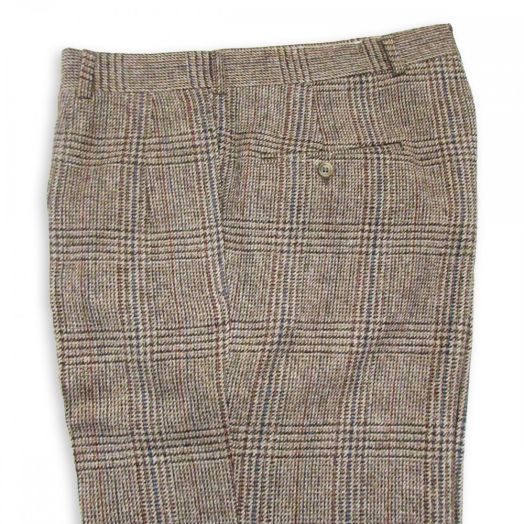 O'Connell's Vintage Pleated Heavy Wool Flannel Trousers - Glen Plaid (Country Plaid)