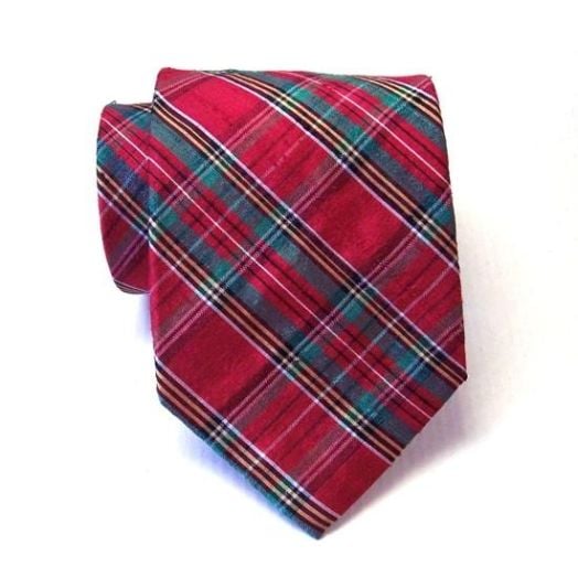 O'Connell's Raw Silk Shantung Necktie - Red Green (54028)