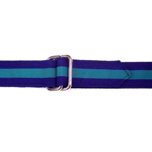 O'Connell's Rectangular D-Ring Ribbon Belt - Navy with Green stripe (WG205)