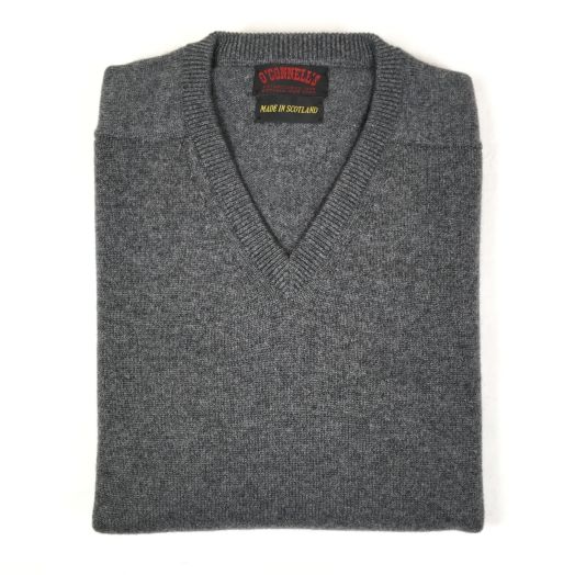 O'Connell's Scottish Cashmere V-Neck Sweater - Medium Grey