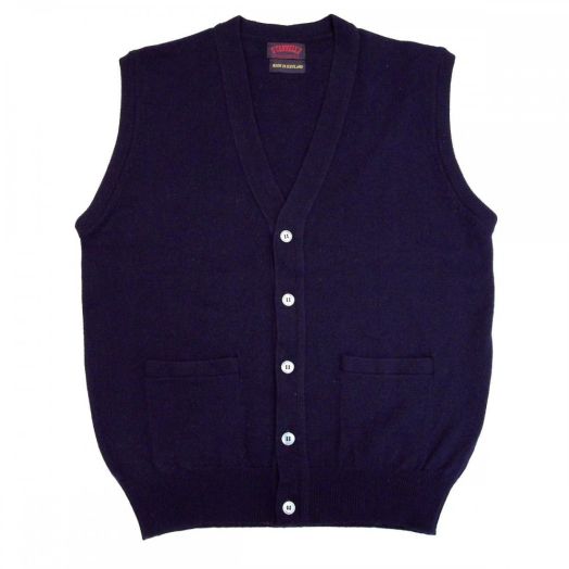 O'Connell's Scottish Lambswool Sleeveless Cardigan - Navy