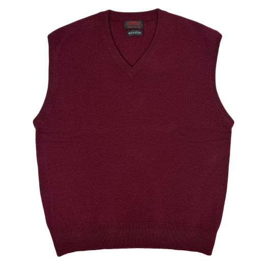 O'Connell's Scottish Lambswool V-Neck Sleeveless Pullover - Burgundy