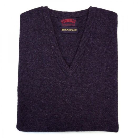O'Connell's Scottish Lambswool V-Neck Sleeveless Pullover - Charcoal Grey