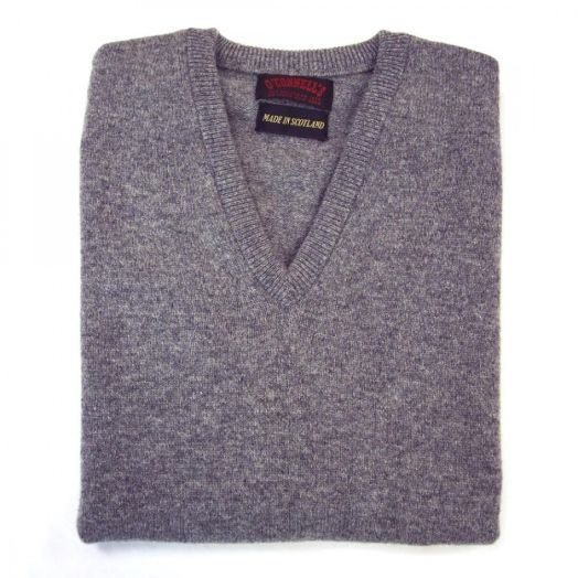 O'Connell's Scottish Lambswool V-Neck Sleeveless Pullover - Medium Grey