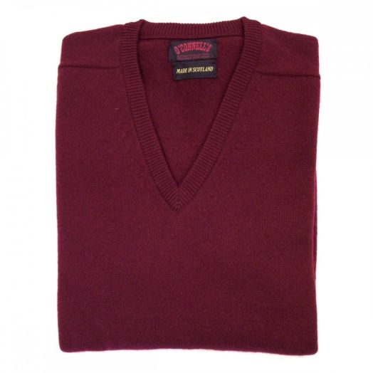O'Connell's Scottish Lambswool V-Neck Sweater - Burgundy