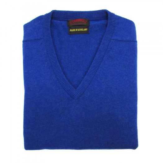 O'Connell's Scottish Lambswool V-Neck Sweater - Persian Blue