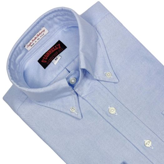 O'Connell's Long Sleeve Popover Shirt - Cotton Oxford Cloth - Blue