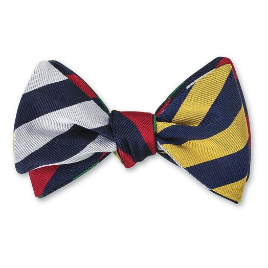 O'Connell's Silk Bow Tie - Quad Sided Stripe - Navy Multi (44123)
