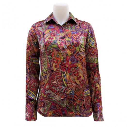 O'Connell's Women's Silk Paisley Shirt - Brights