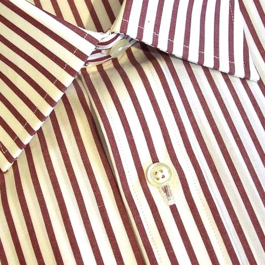 O'Connell's Spread Collar Dress Shirt - Burgundy Tape Stripe