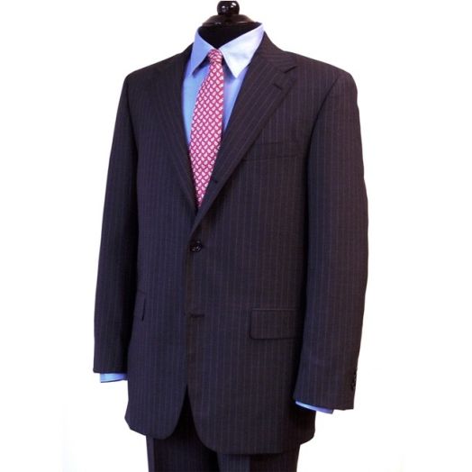 O'Connell's Suit - Worsted Wool - Charcoal Grey Chalk Stripe