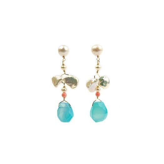 O'Connell's Dangle Earrings - Turquiose, Coral & Pearl (64805)