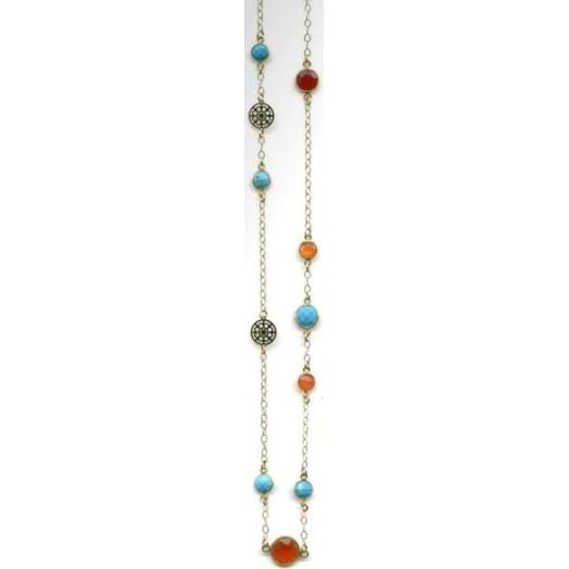 O'Connell's Turquoise & Chalcedony 32" Necklace - Gold (64683)