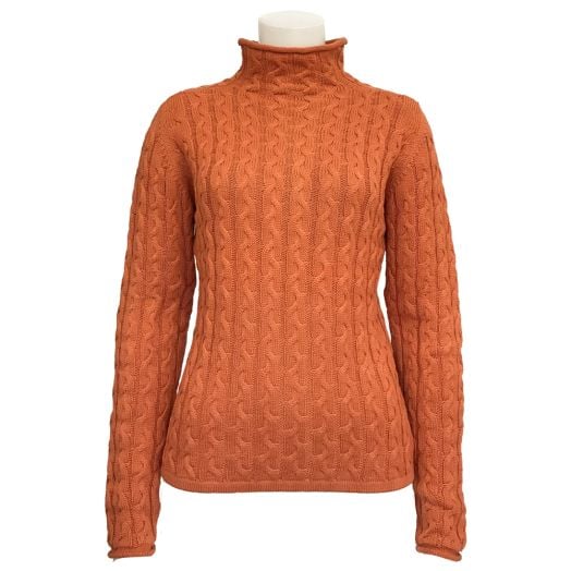 O'Connell's Women's Cotton Cable Roll Neck Sweater - Spice (3631)