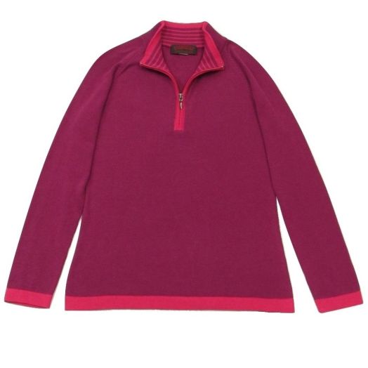 O'Connell's Women's Cotton Half Zip Knit Top - Elsa & Carnation (3715)