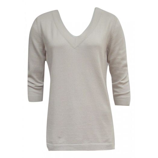 O'Connell's Women's Cotton V-Neck Top - Grace - Cream (9882)