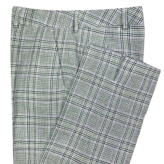 O'Connell's Women's Rebecca Linen Trousers - Glen Plaid - Green, White & Lilac (1252CA-01)