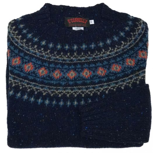 O'Connell's Womens Scottish Merino Wool - Donegal Fair Isle - Navy