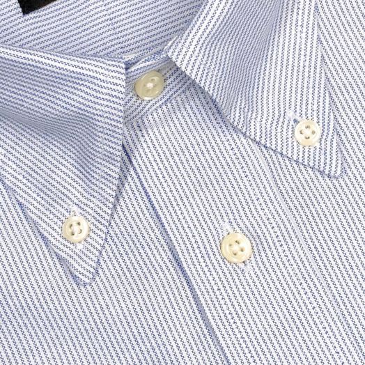 O'C Unlined & Unfused Oxford Cloth Button Down Dress Shirt - Mille Stripe - Blue