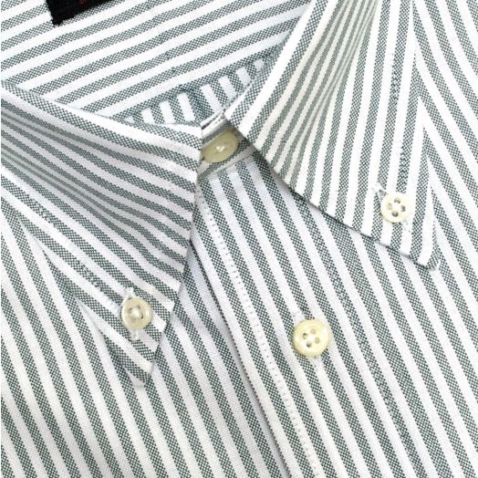 O'C Unlined & Unfused Oxford Cloth Button Down Dress Shirt - University Stripe - Green
