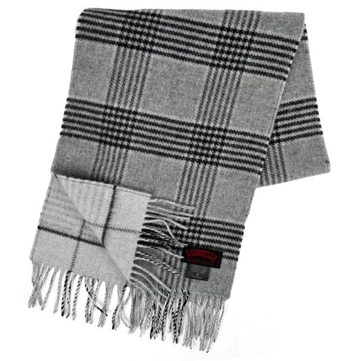 O'Connell's Cashmere & Lambswool Reversible Scarf - Grey Plaid - Grey Check (111276)