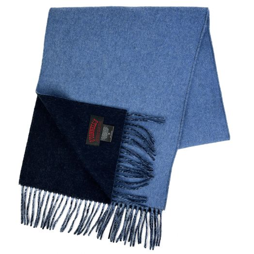 O'Connell's Cashmere & Lambswool Reversible Scarf - Blue & Navy (111279)