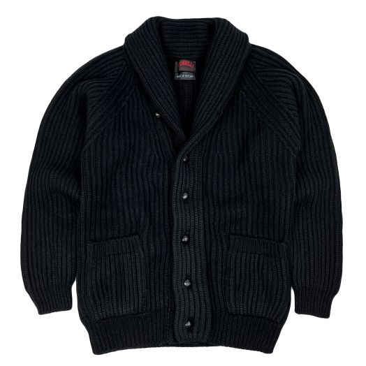 O'Connell's 12-ply Cashmere Shawl Collar Cardigan - Black