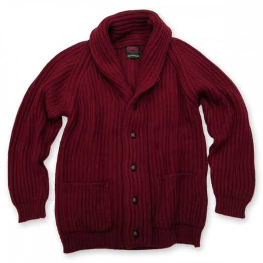 O'Connell's 12-ply Cashmere Shawl Collar Cardigan - Burgundy