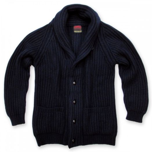 O'Connell's 12-ply Cashmere Shawl Collar Cardigan - Navy